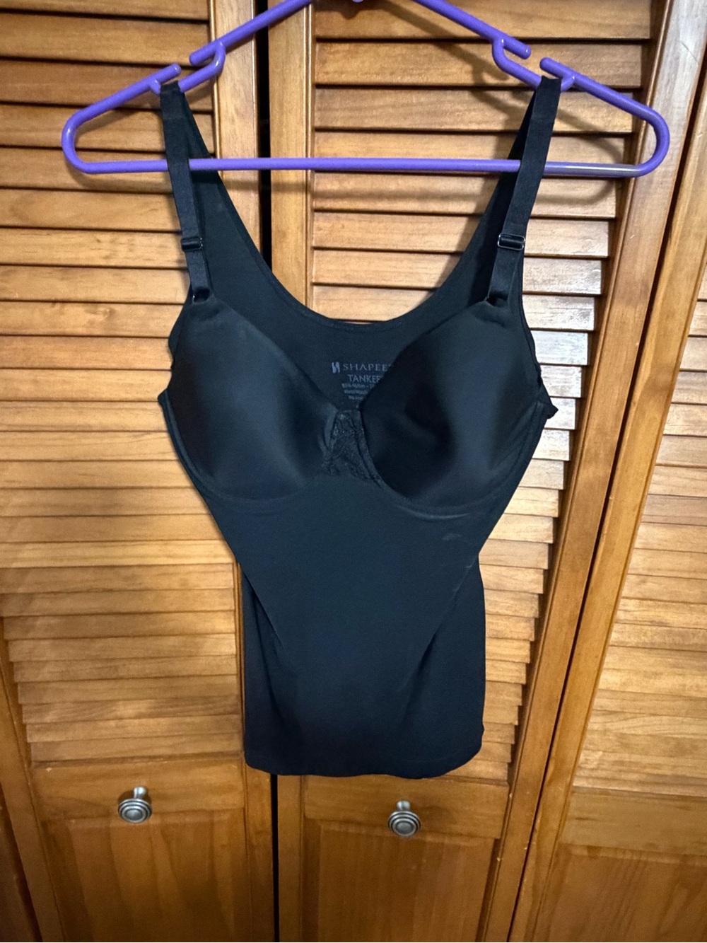 Black Shapewear Tankini Camisole with Built-In Bra